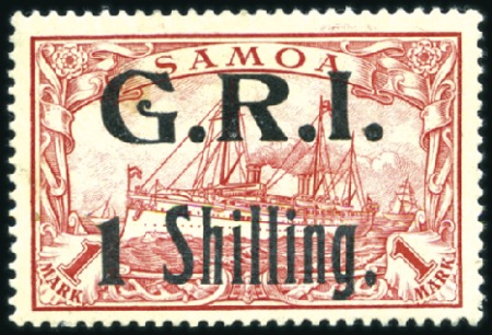 Stamp of Samoa 1914 German Colonial Issue "1 Shilling" on 1m carm