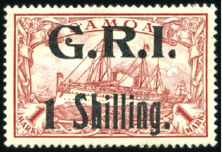 Stamp of Samoa 1914 German Colonial Issue "1 Shilling" on 1m carm