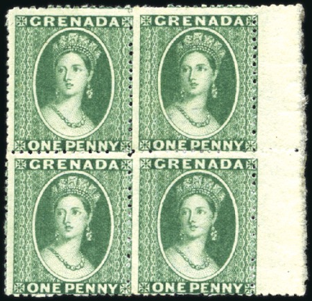 Stamp of Grenada 1863-71 Wmk Small Star 1d green with wmk sideways 