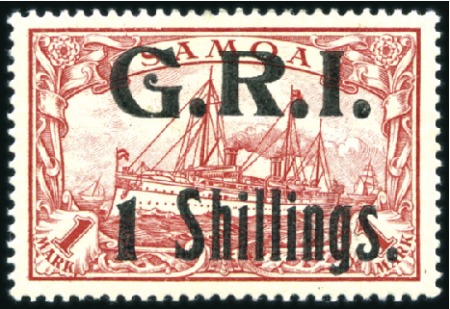Stamp of Samoa 1914 German Colonial Issue "1 Shillings" on 1m car