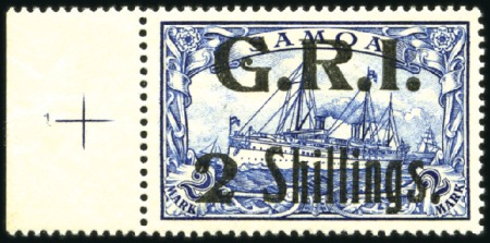 Stamp of Samoa 1914 German Colonial Issue "2 Shillings" on 2m blu