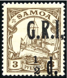 Stamp of Samoa 1914 German Colonial Issue 1/2d on 3pfg brown, min