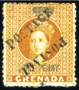 Stamp of Grenada 1883 Half of 1d orange in UNSEVERED PAIR, mint, fi
