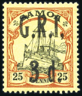 Stamp of Samoa 1914 German Colonial Issue 3d on 25pfg black and r