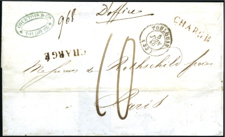 Stamp of France Tarif du 01.01.1849, Quatre lettres recommandés et
