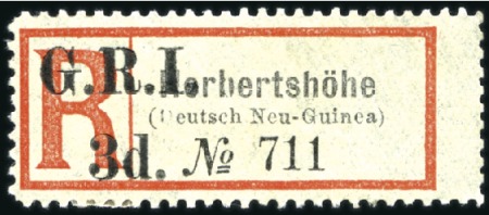 Stamp of New Guinea 1914 German Registration Labels 3d black and red, 