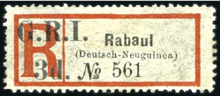 Stamp of New Guinea 1914 German Registration Labels 3d black and red, 