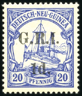 Stamp of New Guinea 1914 German Colonial Issues 2d on 20pfg ultramarin