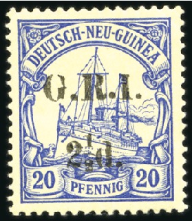 Stamp of New Guinea 1914 German Colonial Issues 2 1/2d on 20pfg ultram