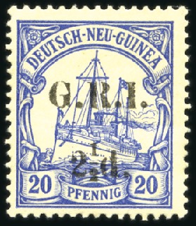 Stamp of New Guinea 1914 German Colonial Issues 2 1/2d on 20pfg ultram