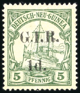 Stamp of New Guinea 1914 German Colonial Issues 1d on 20pfg green, 5 m
