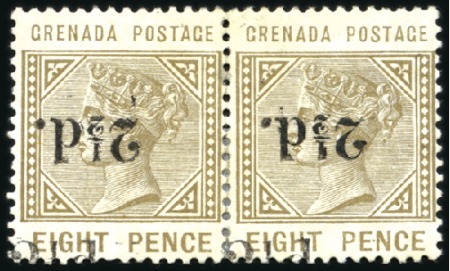 Stamp of Grenada 1888-91 2 1/2d on 8d grey-brown with double surcha