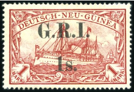 Stamp of New Guinea 1914 German Colonial Issues 1s on 1m carmine, 5 1/