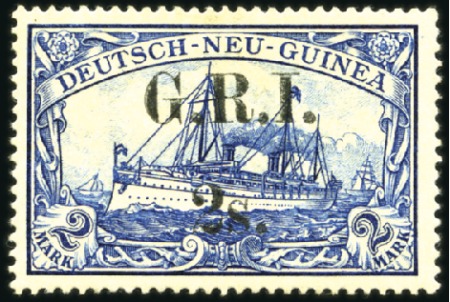 Stamp of New Guinea 1914 German Colonial Issues 2s on 2m blue, 5 1/2 m