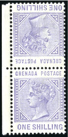 Stamp of Grenada 1883 Wmk Crown CA 1/2d to 1s in vertical TÊTE-BÊCH