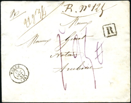 Stamp of France Tarif du 01.07.1850: Sept lettres recommandés sur