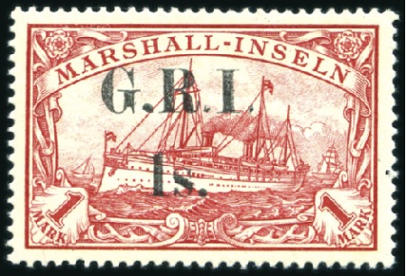 Stamp of New Guinea 1914 German Colonial Issues 1s on 1m carmine, 4 mm