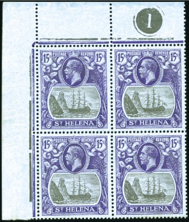 Stamp of St. Helena 1922-37 Wmk Multiple Script CA 15s grey and purple