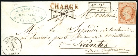 Stamp of France Rarissime utilisation d'un "mini-descriptif" de ch
