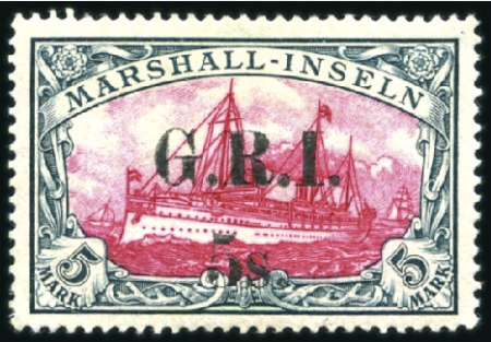 Stamp of New Guinea 1914 German Colonial Issues 5s on 5m carmine and b