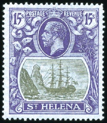 Stamp of St. Helena 1922-37 Wmk Mult Script CA 15s grey and purple on 