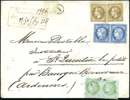 Stamp of France Afft tricolore sur lettre chargée de Paris 08.09.7