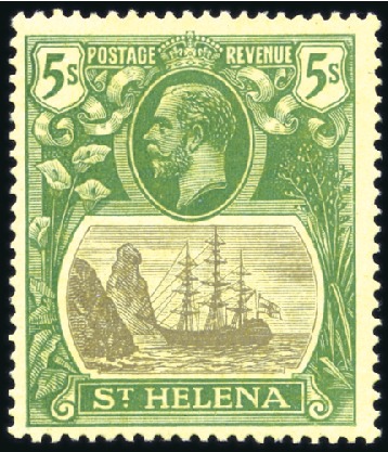Stamp of St. Helena 1922-37 Wmk Multiple Script CA 5s grey and green o