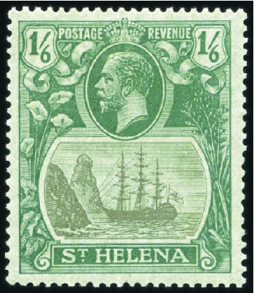 Stamp of St. Helena 1922-37 Wmk Multiple Script CA 1s6d grey and green
