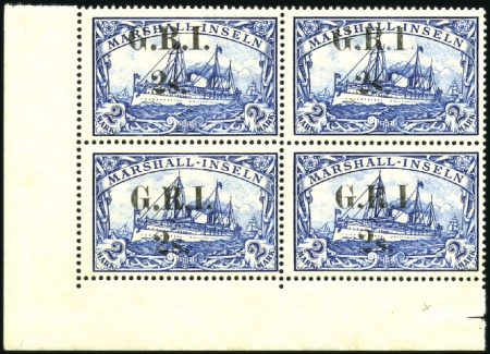 Stamp of New Guinea 1914 German Colonial Issues 2s on 2m blue, 4 mm sp