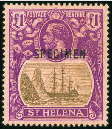 Stamp of St. Helena 1922-37 Wmk Multiple Crown CA 4d to £1 with SPECIM