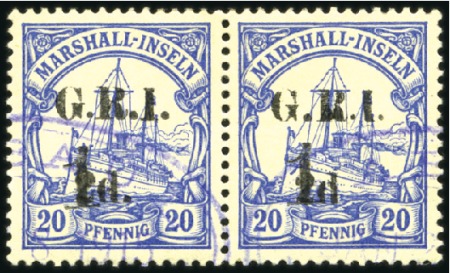 Stamp of New Guinea 1915 German Colonial Issues 1d on 2d on 20pfg ultr