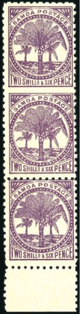 Stamp of Samoa 1886-1900 2s6d Purple, mint, bottom sheet marginal