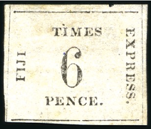 Stamp of Fiji 1870-71 Fiji Times 6d black on rose, on quadrillé 