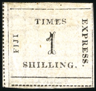Stamp of Fiji 1870-71 Fiji Times 1s black on rose, on quadrillé 