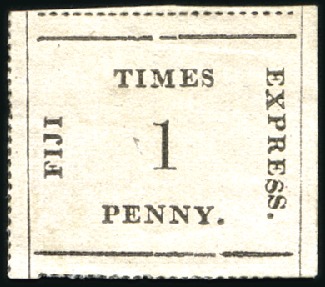 Stamp of Fiji 1870-71 Fiji Times 1d black on rose, on laid baton