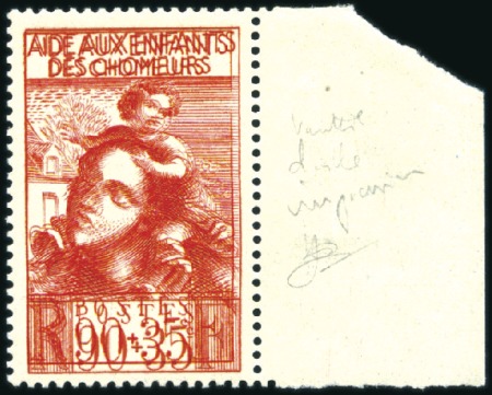 Stamp of France 1939 Aide aux enfants des chômeurs, variété double