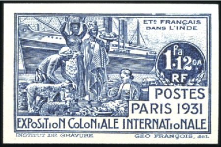 Stamp of Colonies françaises » Inde 1931 Expo coloniale, série NON DENTELE, tirage 150