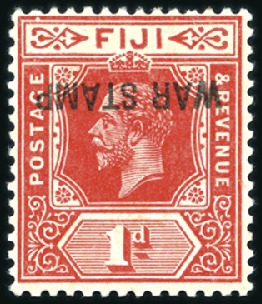 Stamp of Fiji 1915-19 War Tax 1d red, mint, showing INVERTED OVP