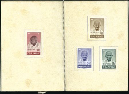 Stamp of India 1948 Gandhi grey Courvoisier presentation folder c