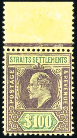 Stamp of Malaysia » Straits Settlements 1904-10 Wmk Multiple Crown CA $100 purple and gree