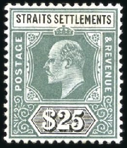 Stamp of Malaysia » Straits Settlements 1904-10 Wmk Multiple Crown CA $25 grey-green and b