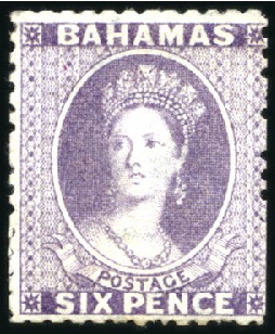 Stamp of Bahamas 1883 Crown CC 6d rose-lilac, unused, without gum, 