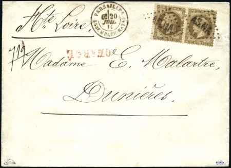 Stamp of France 30c Lauré en paire obl. ASNA sur lettre chargée de