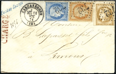 Stamp of France Bel afft tricolore mixte en 3 émissions avec 40c S