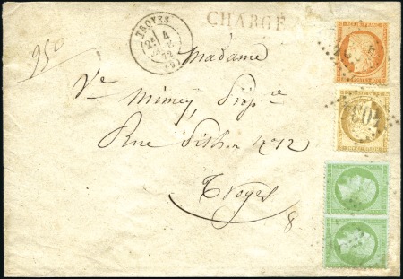 Stamp of France Rare tricolore en 3 émissions avec 5c Empire dent.
