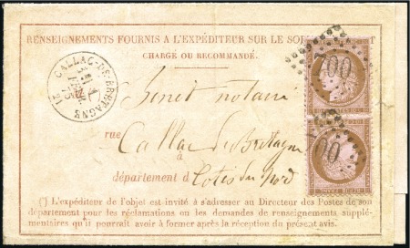 Stamp of France Paire TETE-BECHE du 10c brun sur rose sur Avis de