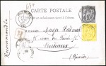 Stamp of France 1876-94, Huit cartes postales en recommandés sur p