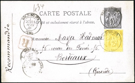 Stamp of France 1876-94, Huit cartes postales en recommandés sur p