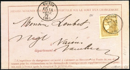 Stamp of France Dix Avis de réception avec Bordeaux dont 10c seul