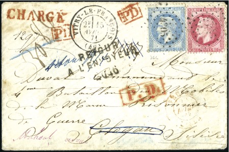 Stamp of France 1862-71, Vingt lettres chargées au tarif de 1859 m